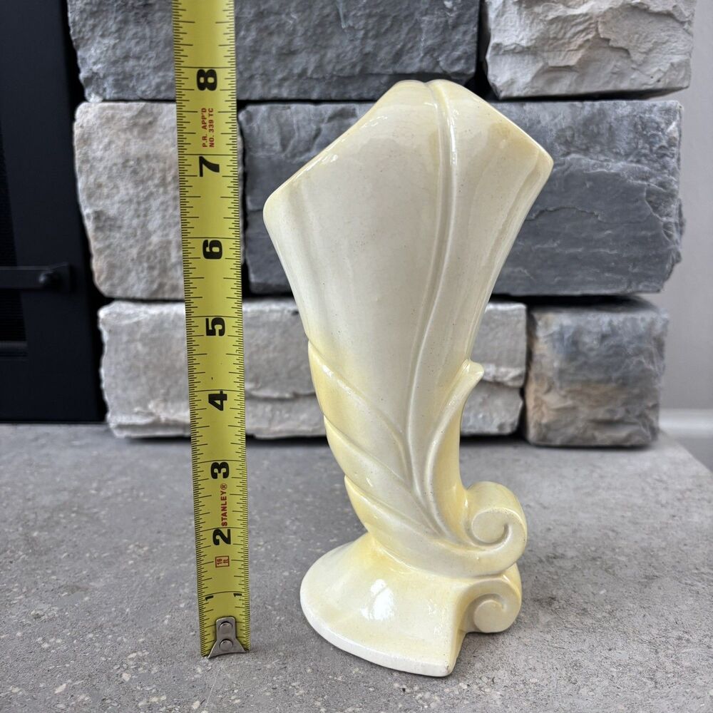 Vintage Pacific Pottery Double Vase Art Nouveau Deco 3324 Yellow & Ivory USA - Picture 14 of 14